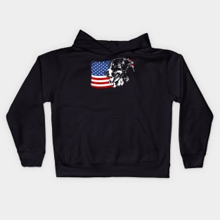 Proud Bernese Mountain Dog American Flag patriotic dog Kids Hoodie